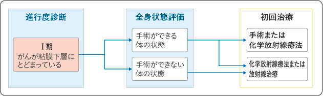 図4 食道がんの治療の選択(Ⅰ期)の図