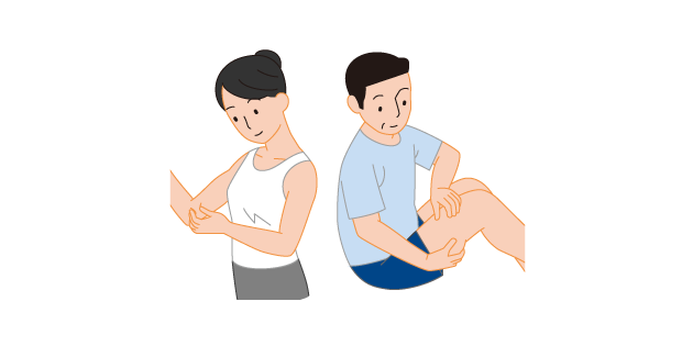 図4 皮膚をつまんで左右の厚みの違いを確認しましょう